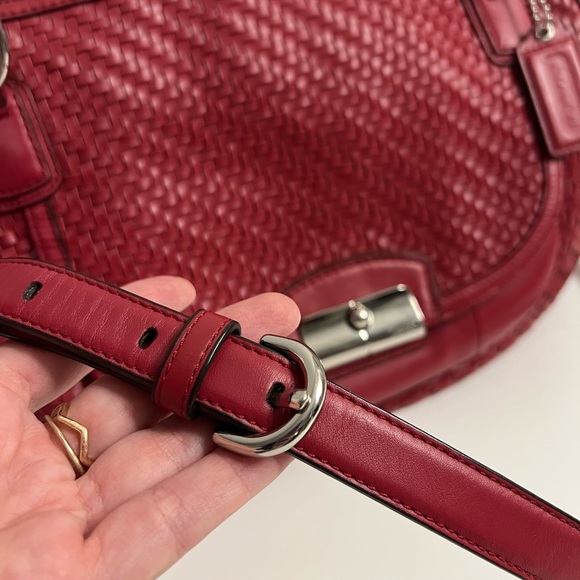 Coach Kristin Pink Woven Leather Large Shoulder Handbag Purse N2 E1220-19312 - Picture 6 of 12